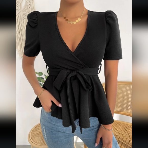 Black Peplum top - Picture 2 of 8